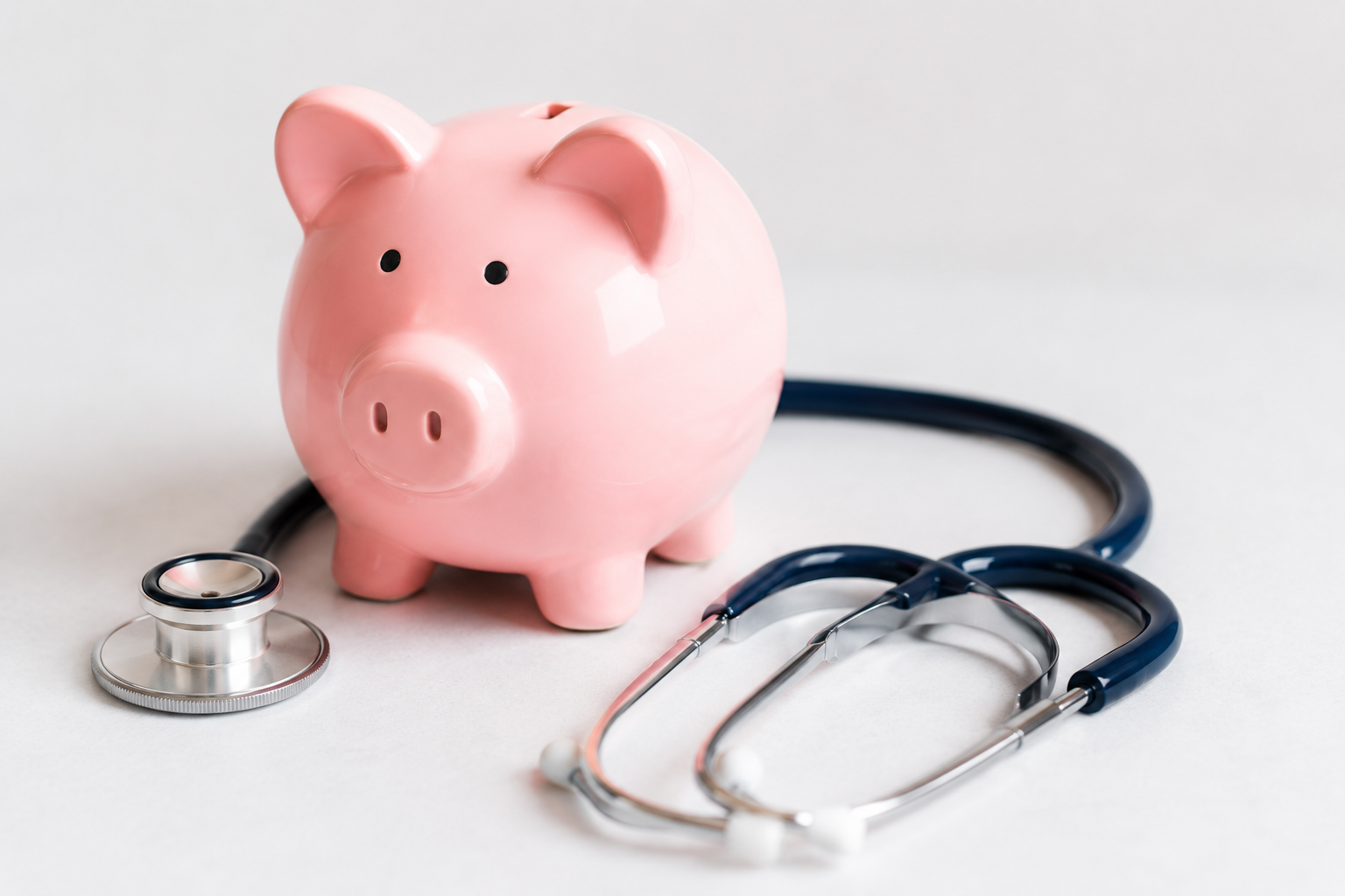 Piggy bank with healthcare equipment
